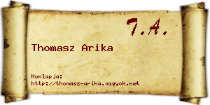 Thomasz Arika névjegykártya